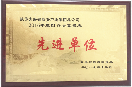 青海星空娱乐集团荣获“2016年度财务决算报表先进单位”称号